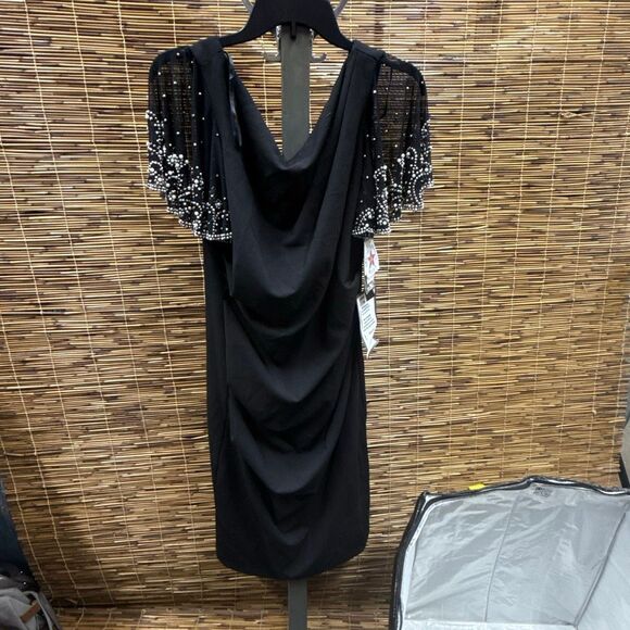 Betsy & Adam Mesh-Sleeve Sheath Dress Size 14 - Picture 1 of 2